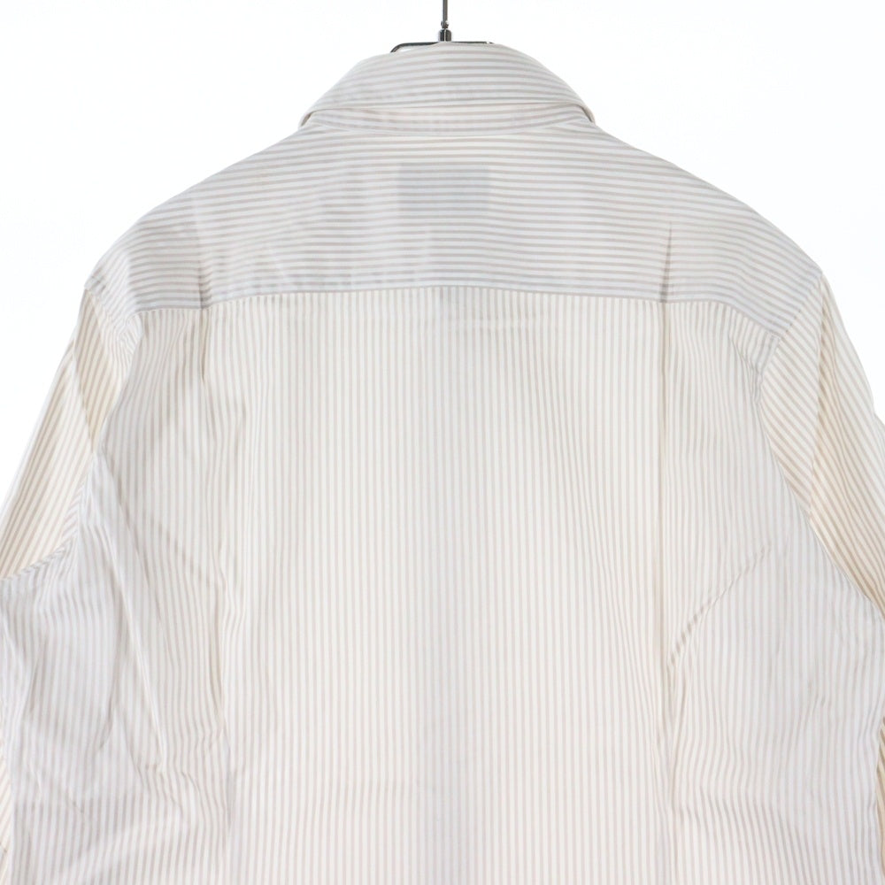 EDIFICE(エディフィス) コットン ストライプ 七分丈シャツ ホワイト