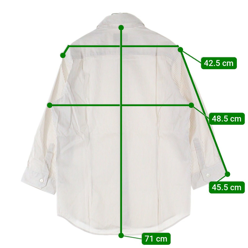 EDIFICE(エディフィス) コットン ストライプ 七分丈シャツ ホワイト