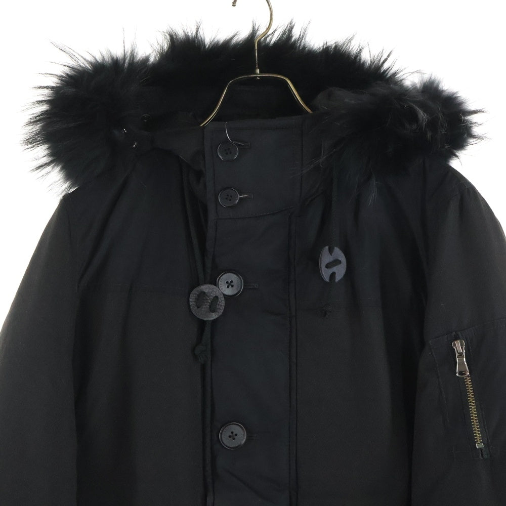 JOSEPH HOMME(ジョセフオム) フーデッド ファー ダウンジャケット ブラック