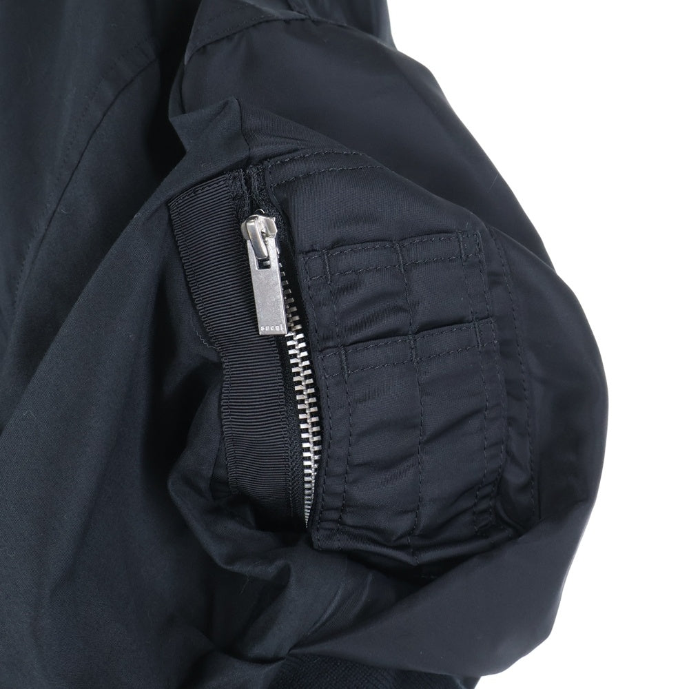 Sacai(サカイ) COTTON POPLIN x NYLON TWILL SHIRT コットン ポップリン ナイロン ツイル 半袖シャツ ブラック SCW-227