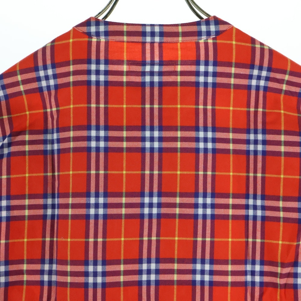 BURBERRY(バーバリー) ダブルフラップポケット ラウンドネック チェック柄 長袖ワンピース オレンジ 4500503681