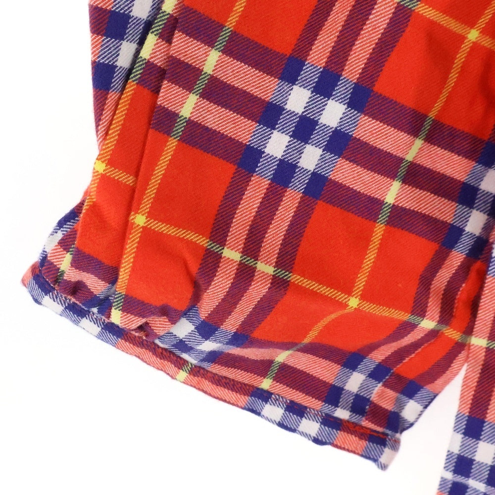 BURBERRY(バーバリー) ダブルフラップポケット ラウンドネック チェック柄 長袖ワンピース オレンジ 4500503681