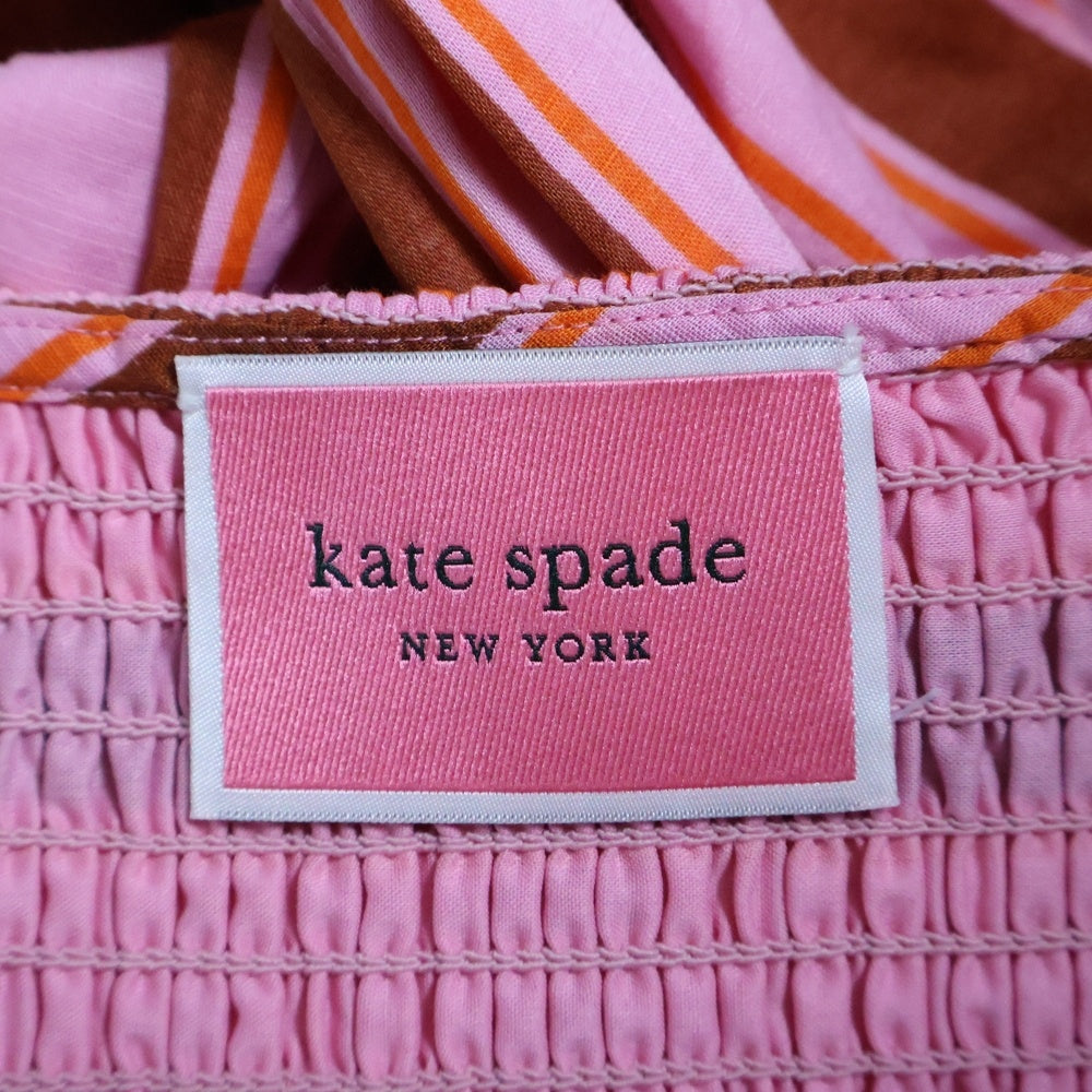 Kate Spade(ケイトスペード) リブ切り替え ストライプ柄 キャミソール ワンピース レディース ピンク/ブラウン NJMUB286