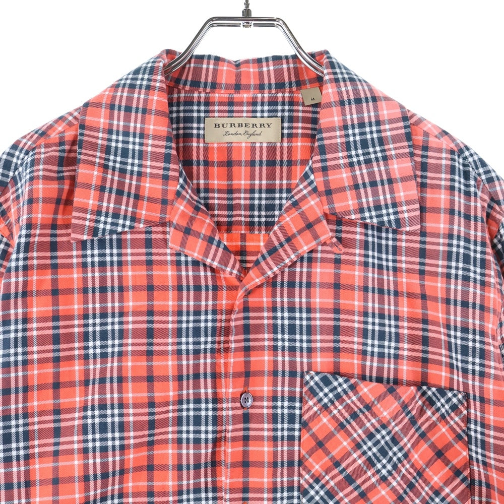 BURBERRY(バーバリー) 胸ポケット 6B チェック柄 オープンカラー 長袖シャツ オレンジ THTHAGAR129SAM