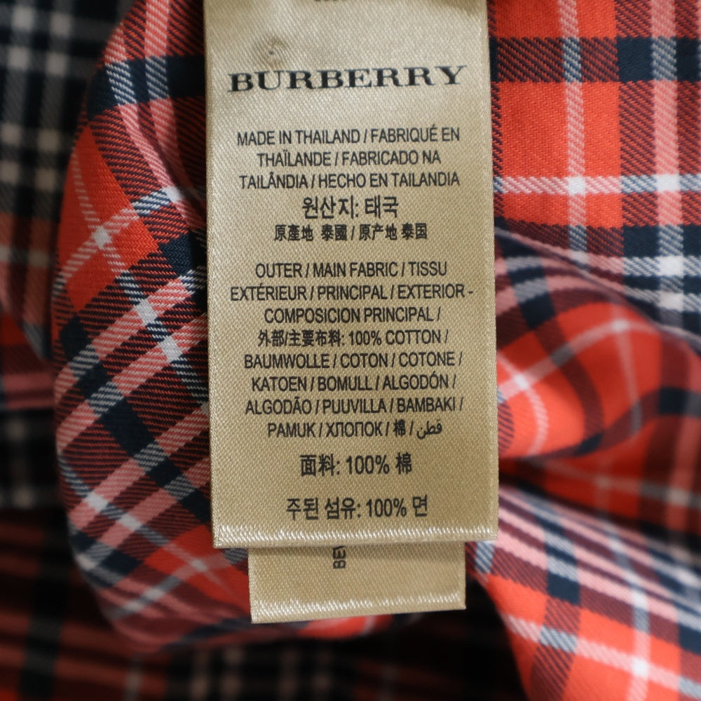 BURBERRY(バーバリー) 胸ポケット 6B チェック柄 オープンカラー 長袖シャツ オレンジ THTHAGAR129SAM