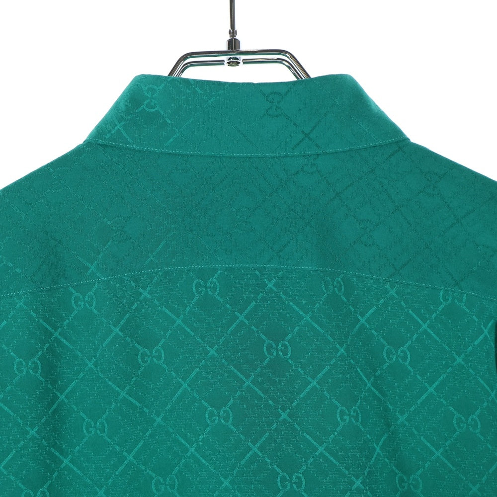 GUCCI(グッチ) ZADWP GG柄 総柄 GGボタン シルク 長袖シャツ グリーン 622196