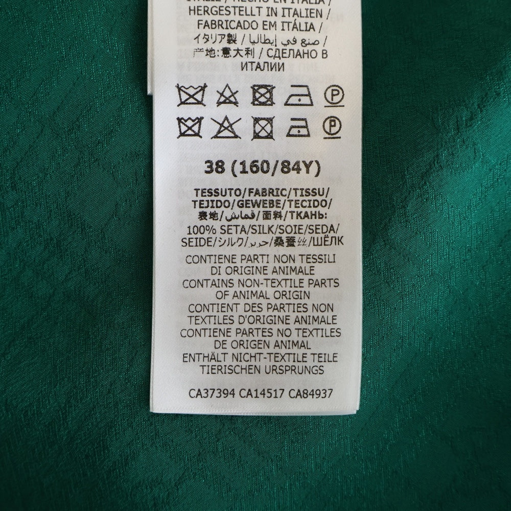 GUCCI(グッチ) ZADWP GG柄 総柄 GGボタン シルク 長袖シャツ グリーン 622196