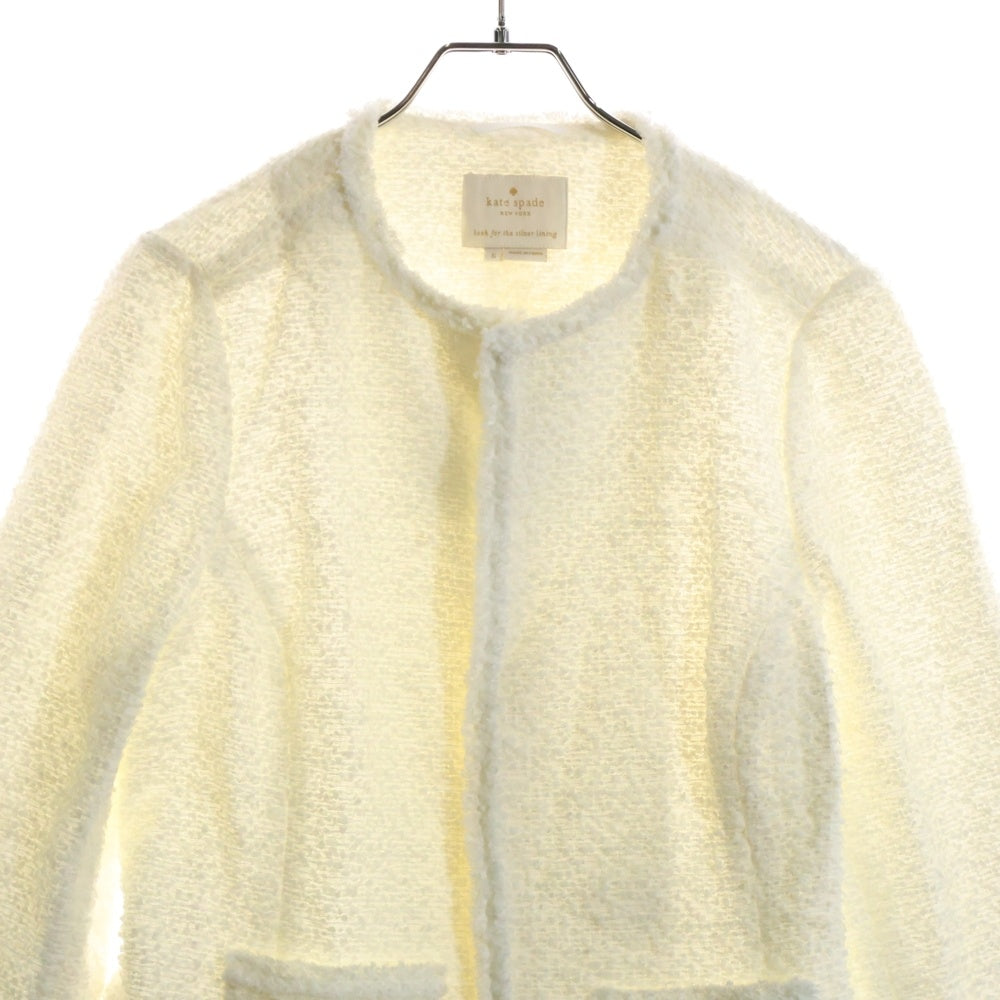 Kate Spade(ケイトスペード) TWEED JACKET ダブルポケット ボタンレス ツイード ジャケット レディース ホワイト NJMU7792