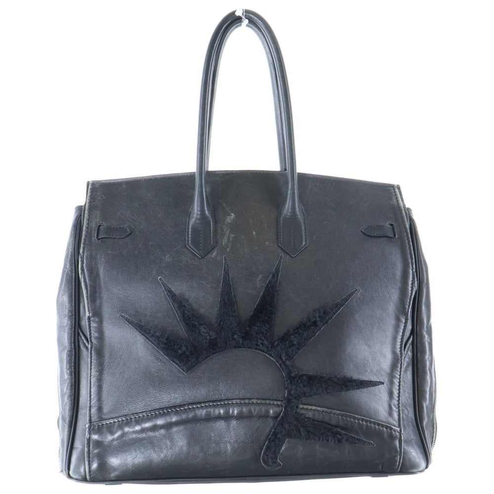 Punktum(パンクタム) SCHEMA RIDERS BAG 45 スキーマ ファーパッチ レザー ライダース ハンドバッグ ブラック