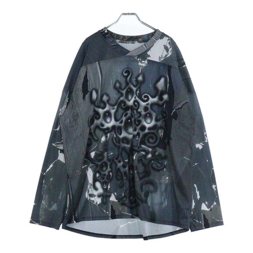 SOLAS WORLD(ソーラズ ワールド) FAE STREET LS JERSEY 総柄 ポリエステル ロングスリーブ 長袖Tシャツ カットソー グレー