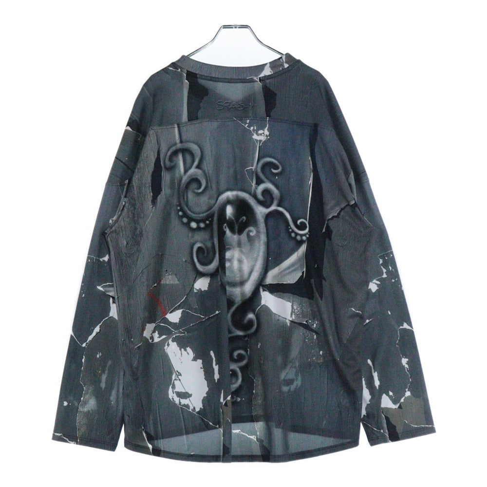 SOLAS WORLD(ソーラズ ワールド) FAE STREET LS JERSEY 総柄 ポリエステル ロングスリーブ 長袖Tシャツ カットソー グレー
