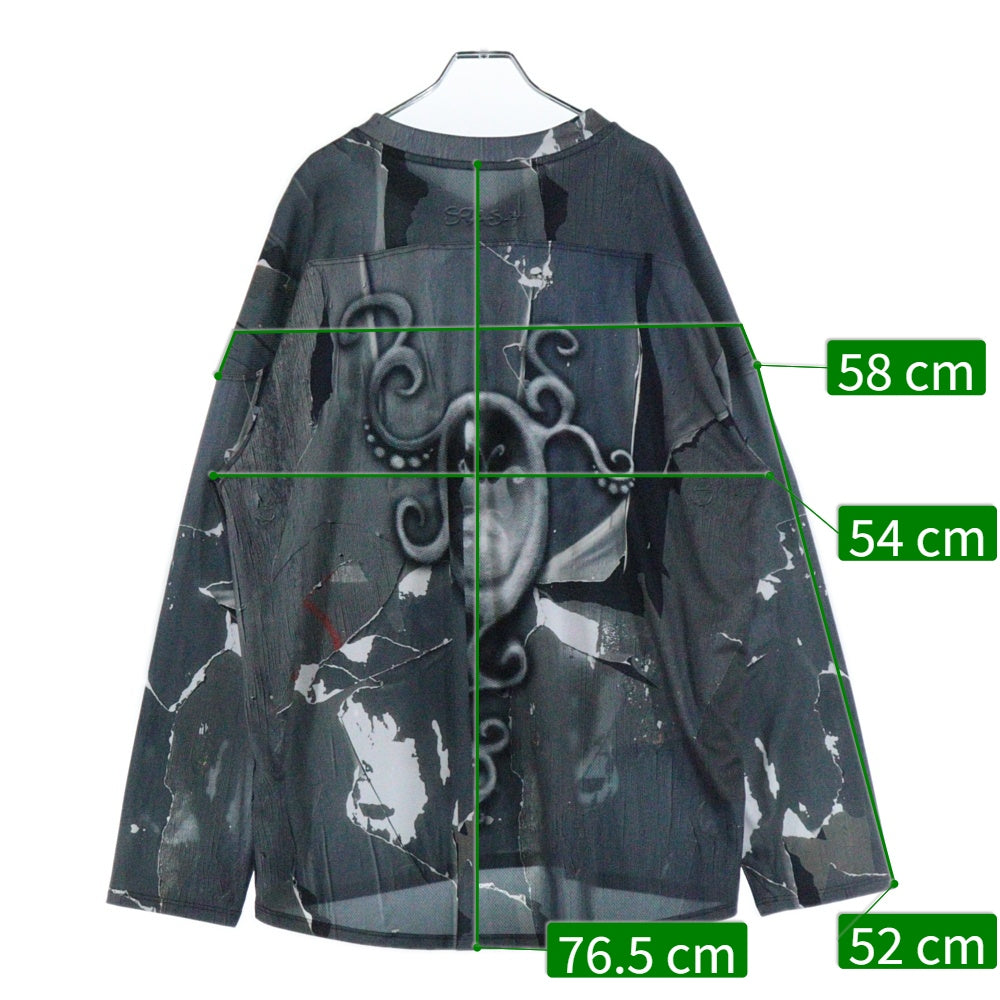 SOLAS WORLD(ソーラズ ワールド) FAE STREET LS JERSEY 総柄 ポリエステル ロングスリーブ 長袖Tシャツ カットソー グレー