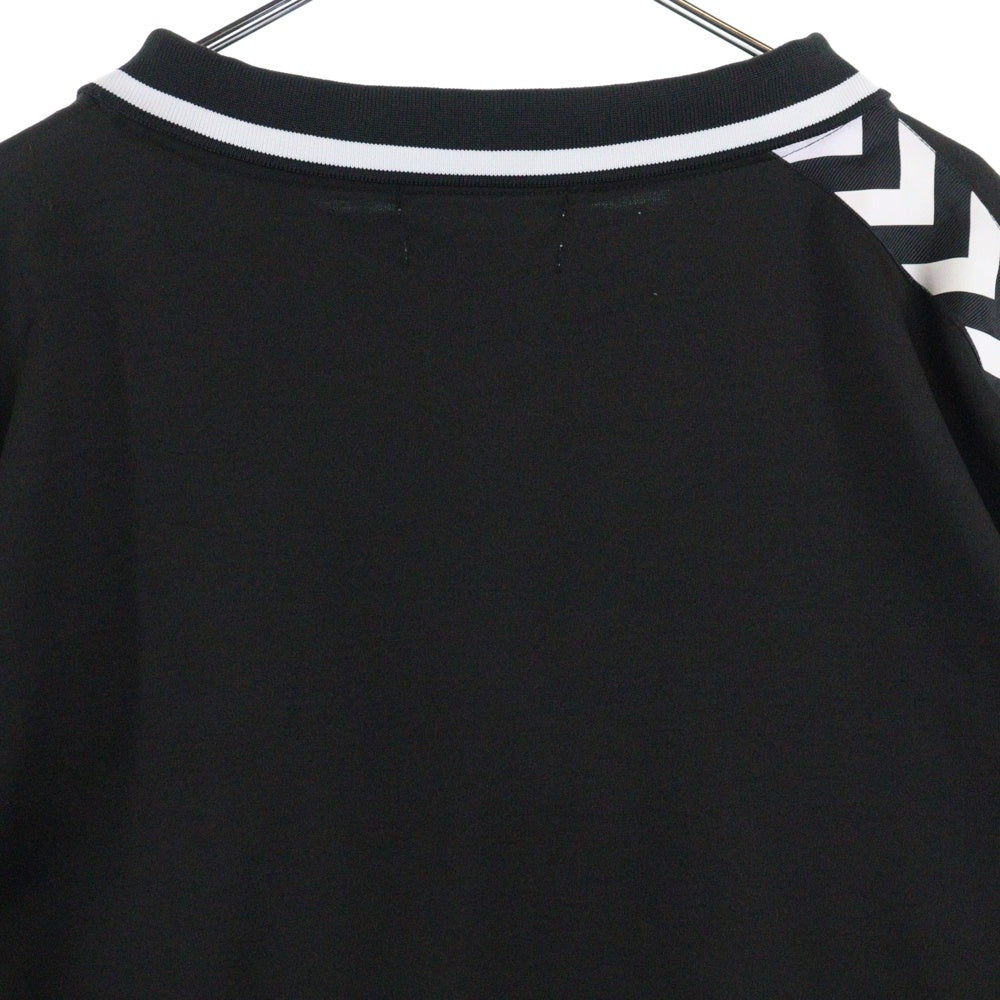 TENDER PERSON(テンダーパーソン) ×hummel ヒュンメル ロゴプリント ファイヤー パターン ロングスリーブ ゲームシャツ ブラック HM-TO-3212