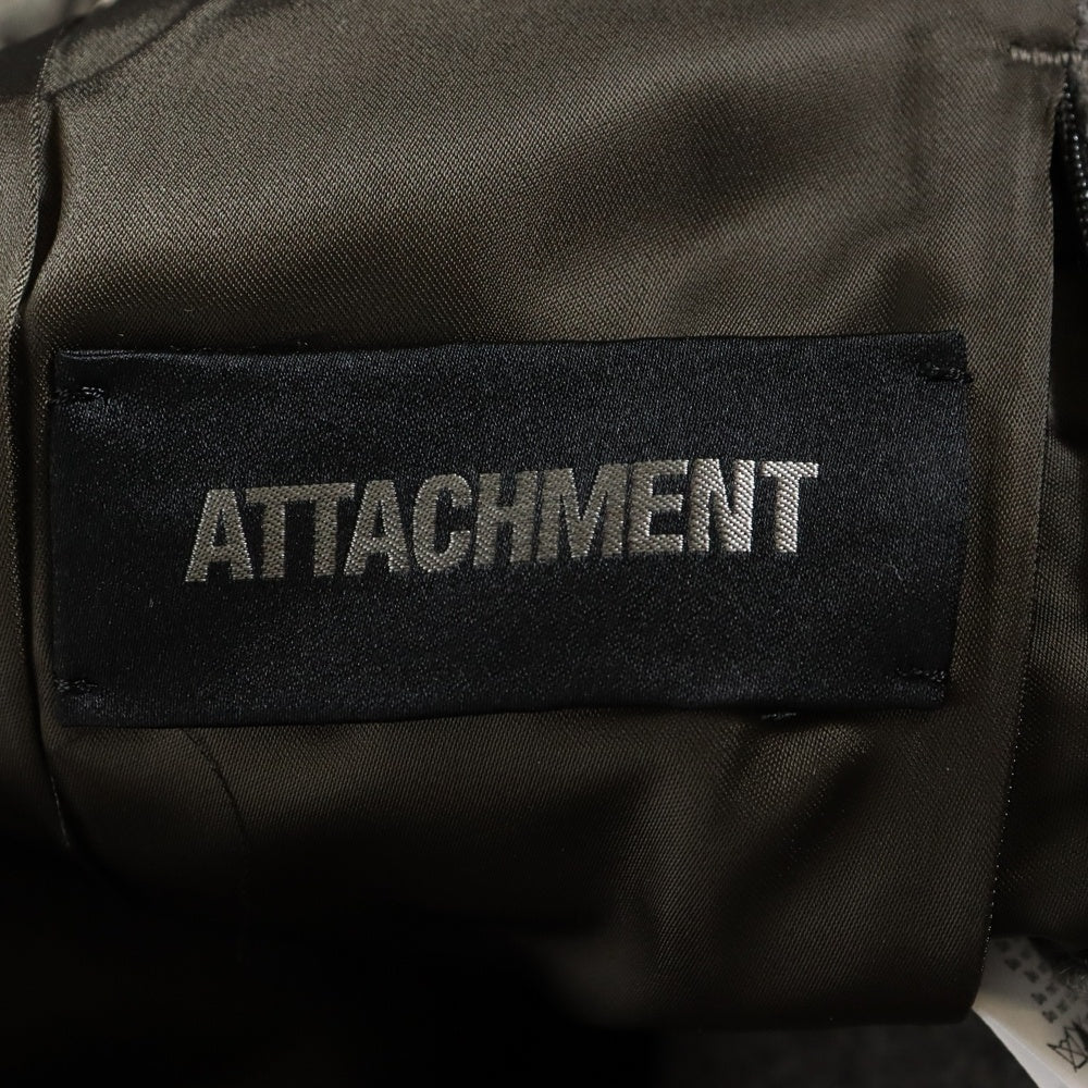 ATTACHMENT(アタッチメント) 日本製 カウレザーアーム ジップアップ ウール スタジャン ブルゾンジャケット グレー AB22-205