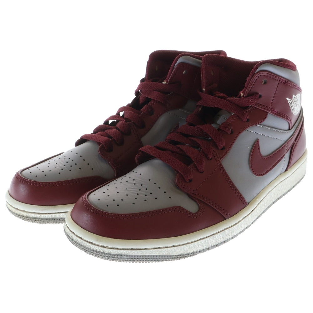 NIKE(ナイキ) DQ8426-615 AIR JORDAN 1 MID Team Red スニーカー グレー/バーガンディ 25.5cm