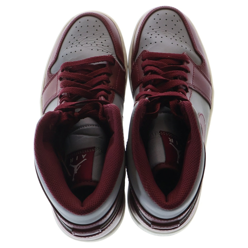 NIKE(ナイキ) DQ8426-615 AIR JORDAN 1 MID Team Red スニーカー グレー/バーガンディ 25.5cm