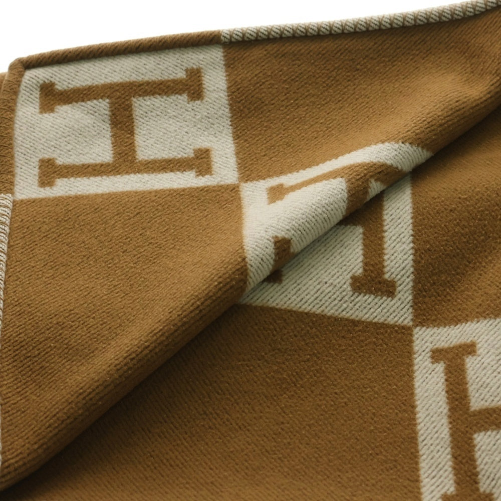 HERMES(エルメス) UK製 プレード アヴァロンIII ウールカシミヤ ブランケット ブラウン