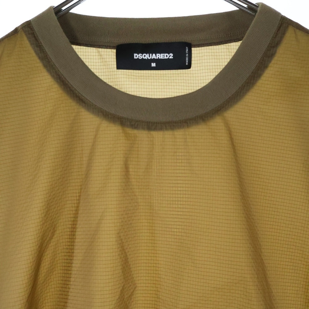 DSQUARED2(ディースクエアード) 21SS ドローストリング クルーネック ナイロン 半袖Tシャツ ブラウン S74DM0501