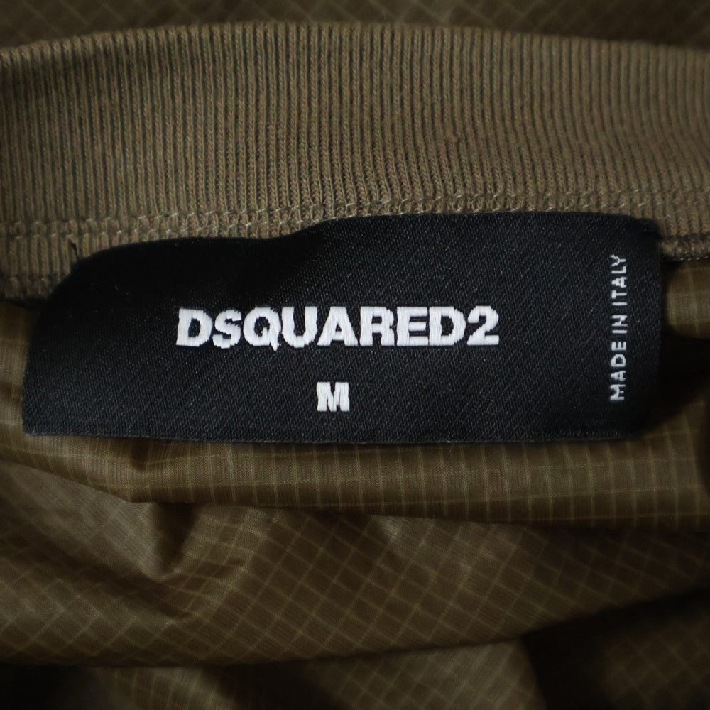 DSQUARED2(ディースクエアード) 21SS ドローストリング クルーネック ナイロン 半袖Tシャツ ブラウン S74DM0501