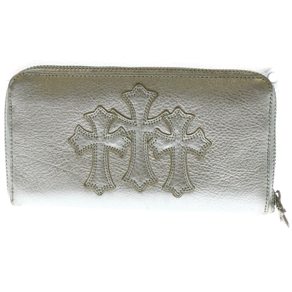 CHROME HEARTS(クロムハーツ) REC F ZIP 3セメタリー クロスパッチ ラウンドファスナーウォレット 長財布 シルバー