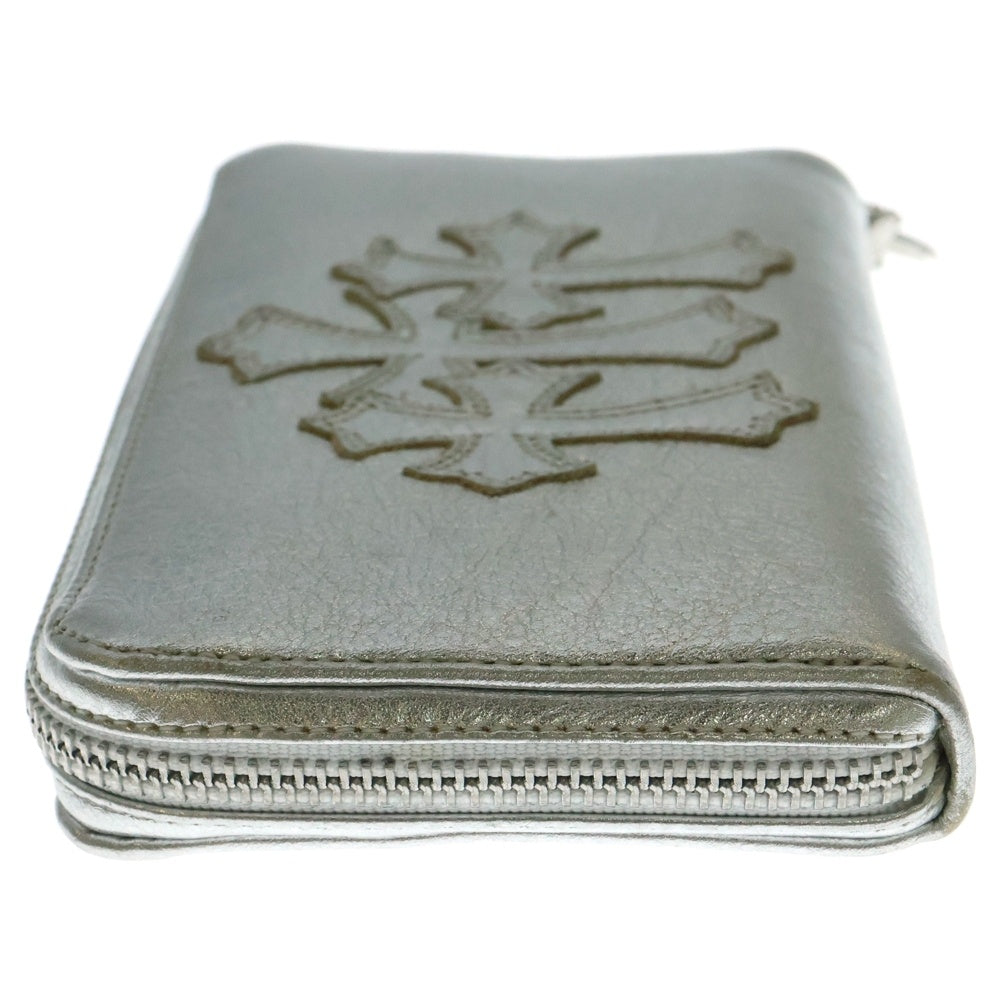 CHROME HEARTS(クロムハーツ) REC F ZIP 3セメタリー クロスパッチ ラウンドファスナーウォレット 長財布 シルバー