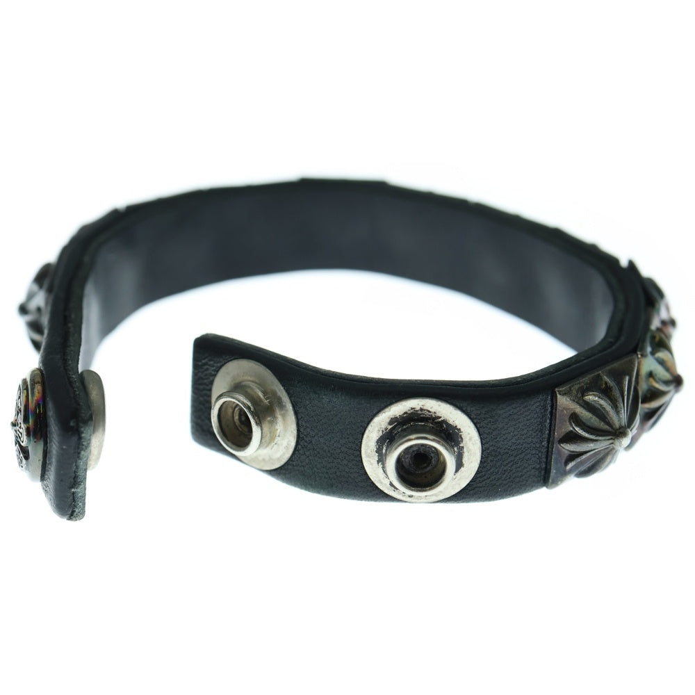 CHROME HEARTS(クロムハーツ) ZERO STUD SNGL ROW ゼロ ピラミッド スタッズ シングル レザー ブレスレット シルバー