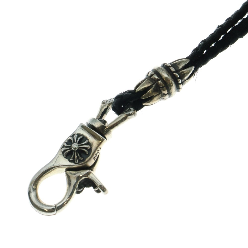 CHROME HEARTS(クロムハーツ) CH PLS LANYARS CHプラス ランヤード クリップホルダー レザーネックレス シルバー/ブラック
