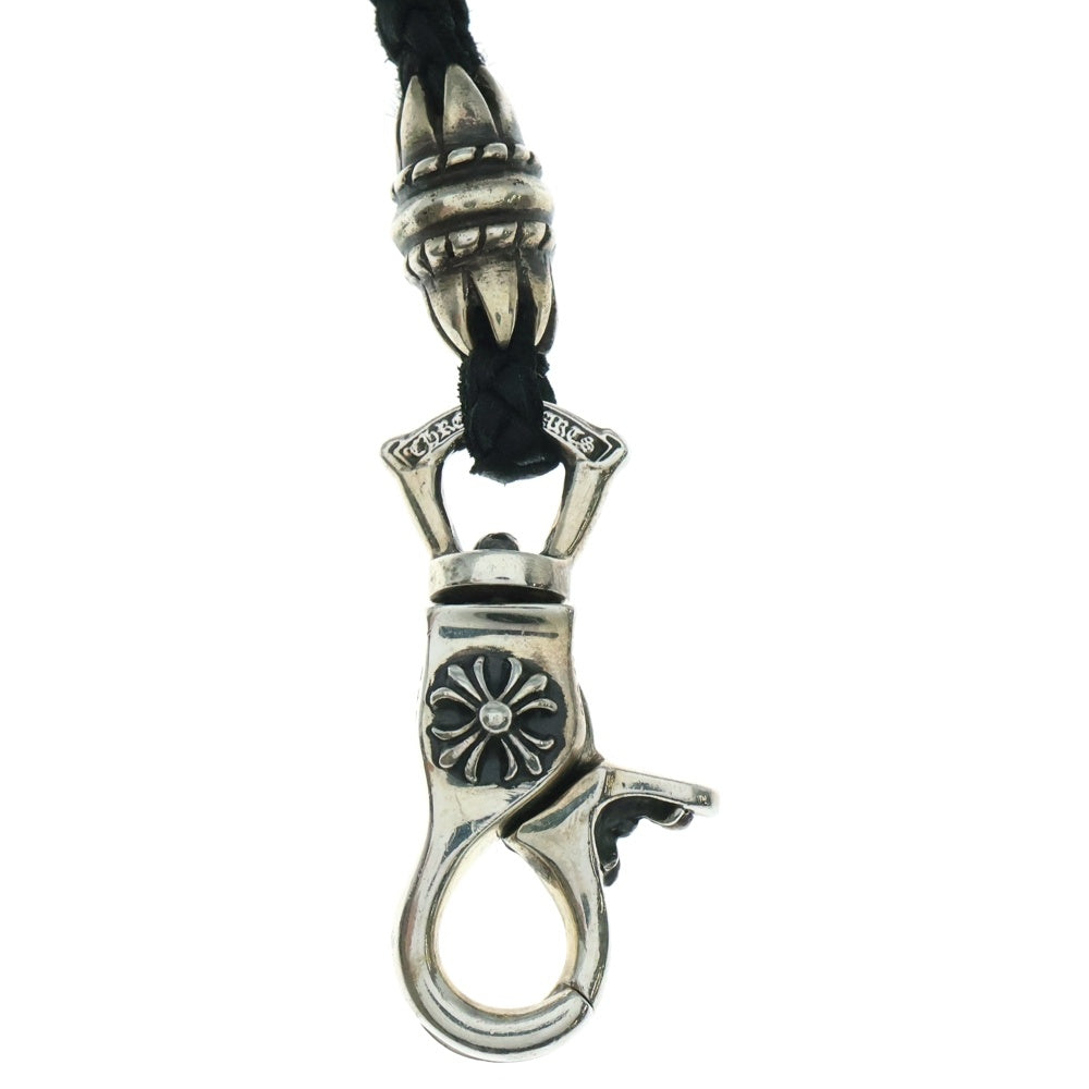 CHROME HEARTS(クロムハーツ) CH PLS LANYARS CHプラス ランヤード クリップホルダー レザーネックレス シルバー/ブラック