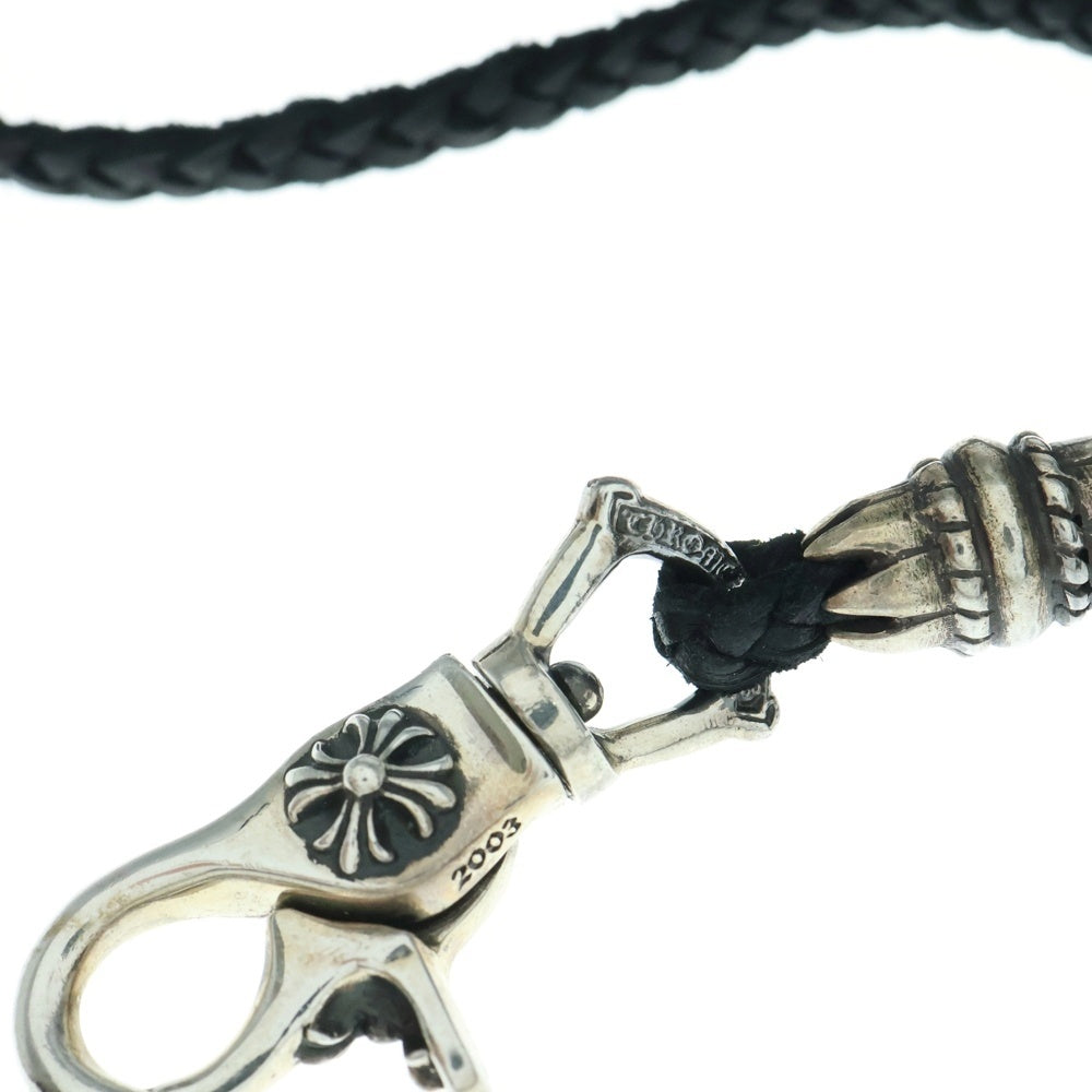 CHROME HEARTS(クロムハーツ) CH PLS LANYARS CHプラス ランヤード クリップホルダー レザーネックレス シルバー/ブラック