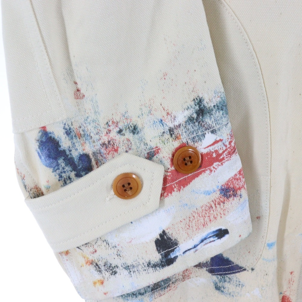 JUNYA WATANABE COMME des GARCONS(ジュンヤワタナベ コムデギャルソン) 18SS AD2017 ペイント加工 コットン チェスターコート アイボリー WA-C001
