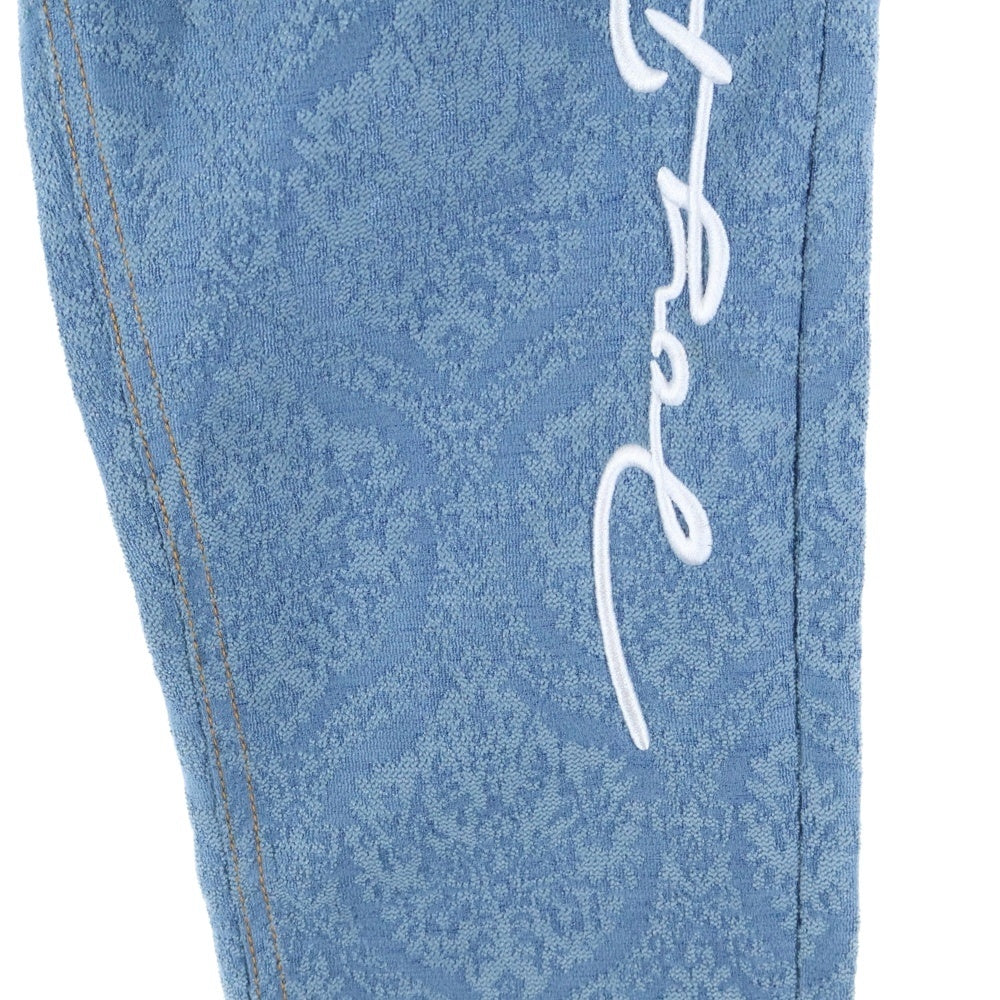 JOY RICH(ジョイリッチ) ジャガード 総柄 ストーンボタン フロントロゴデザイン デニムパンツ ブルー