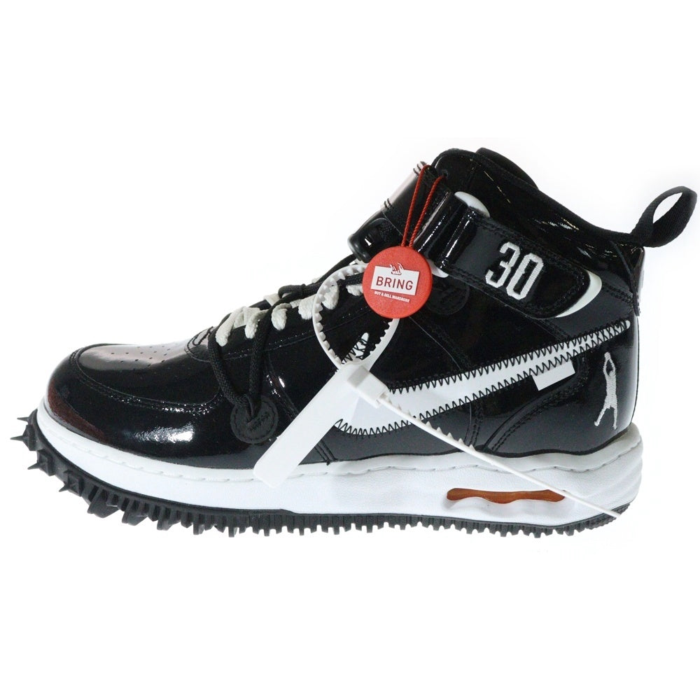 NIKE(ナイキ) ×Off-White AIR FORCE 1 MID SHEED ×オフホワイト エアフォースワン シード パテント ミドルカットスニーカー ブラック/ホワイト US9.5/27.5cm DR0500-001