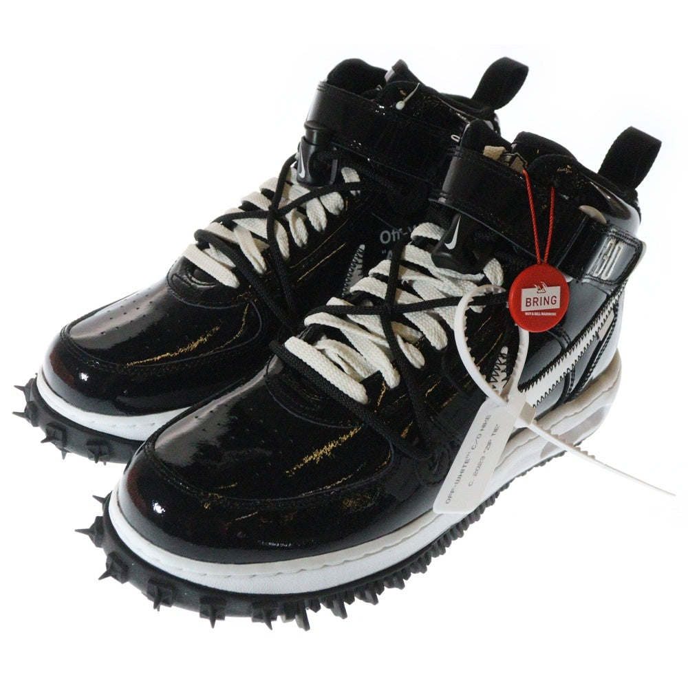 NIKE(ナイキ) ×Off-White AIR FORCE 1 MID SHEED ×オフホワイト エアフォースワン シード パテント ミドルカットスニーカー ブラック/ホワイト US9.5/27.5cm DR0500-001