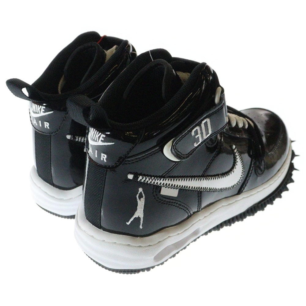 NIKE(ナイキ) ×Off-White AIR FORCE 1 MID SHEED ×オフホワイト エアフォースワン シード パテント ミドルカットスニーカー ブラック/ホワイト US9.5/27.5cm DR0500-001