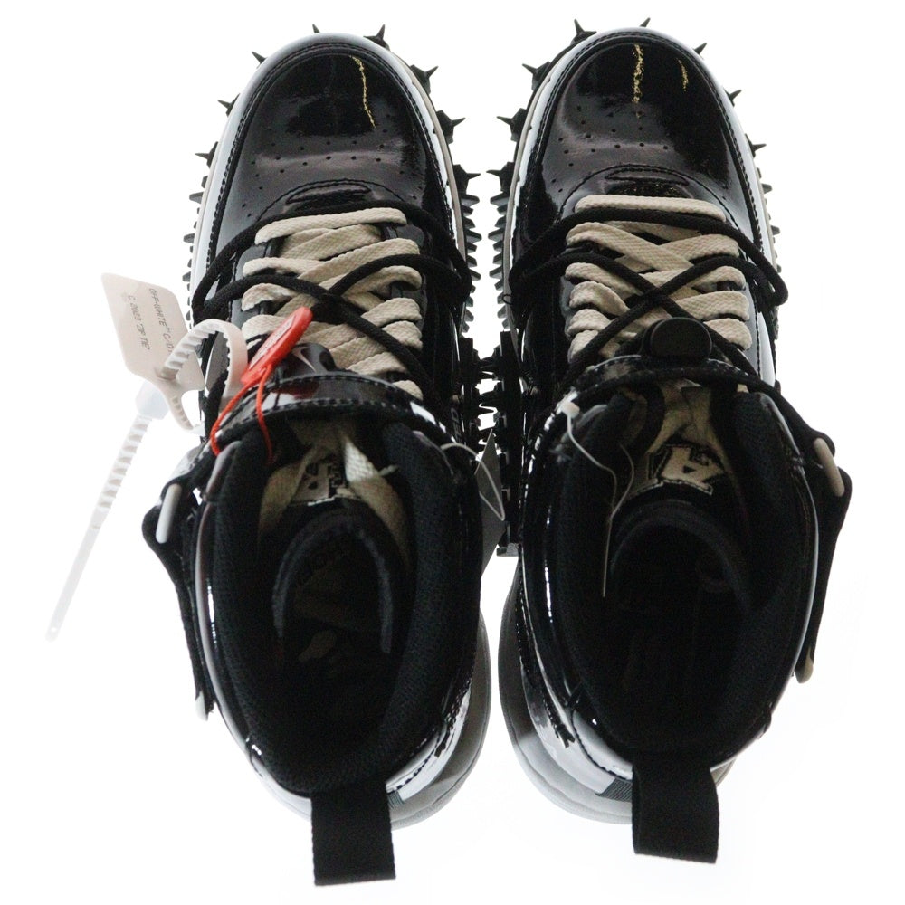 NIKE(ナイキ) ×Off-White AIR FORCE 1 MID SHEED ×オフホワイト エアフォースワン シード パテント ミドルカットスニーカー ブラック/ホワイト US9.5/27.5cm DR0500-001