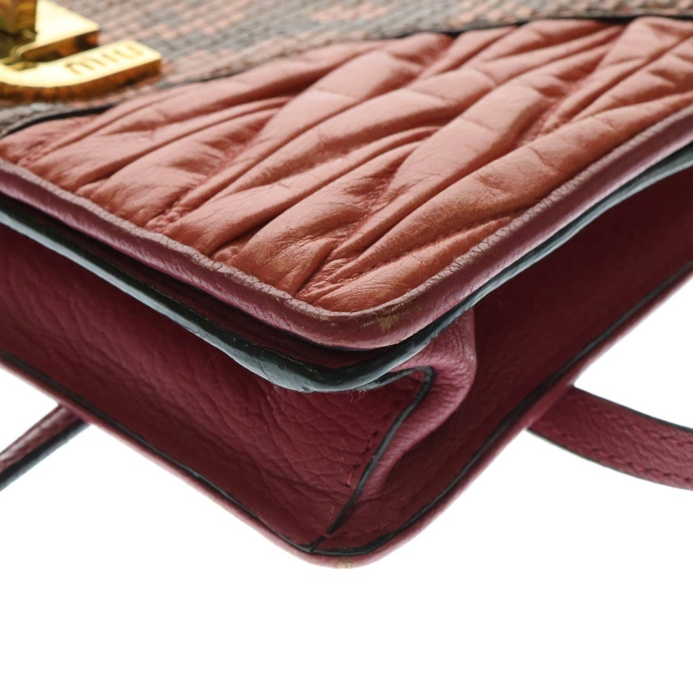 miumiu(ミュウミュウ) Goatskin Snakeskin Madras Nappa Matelasse Patchwork Shoulder Bag ゴートスキン スネークスキン パッチワーク ショルダーバッグ レディース 5BF066