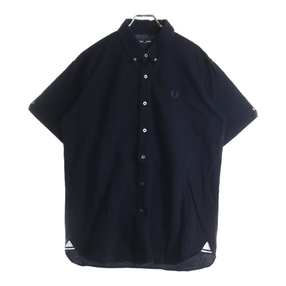 FRED PERRY(フレッドペリー) 中国製 ボタンダウン コットン 半袖シャツ ネイビー FZ4593