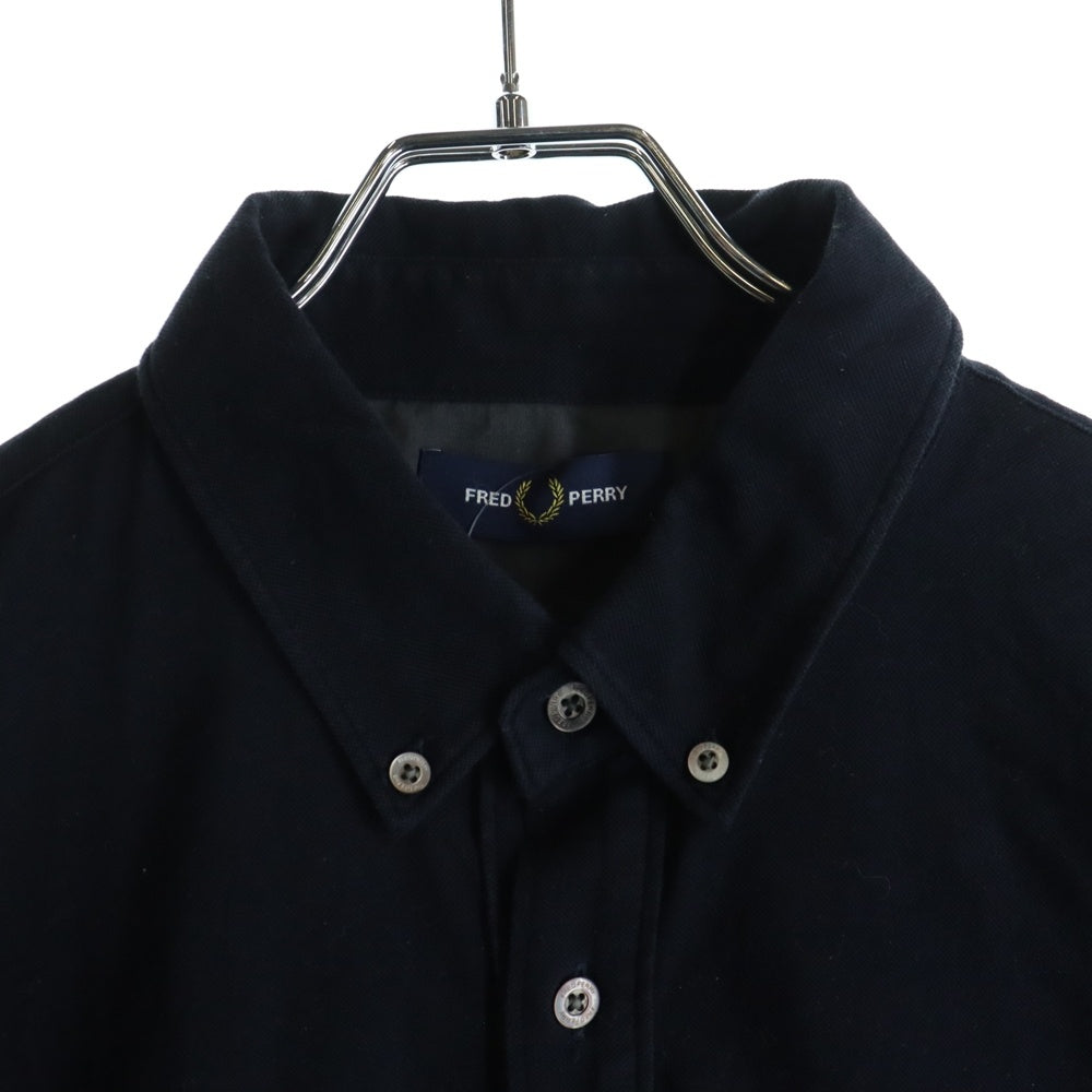 FRED PERRY(フレッドペリー) 中国製 ボタンダウン コットン 半袖シャツ ネイビー FZ4593