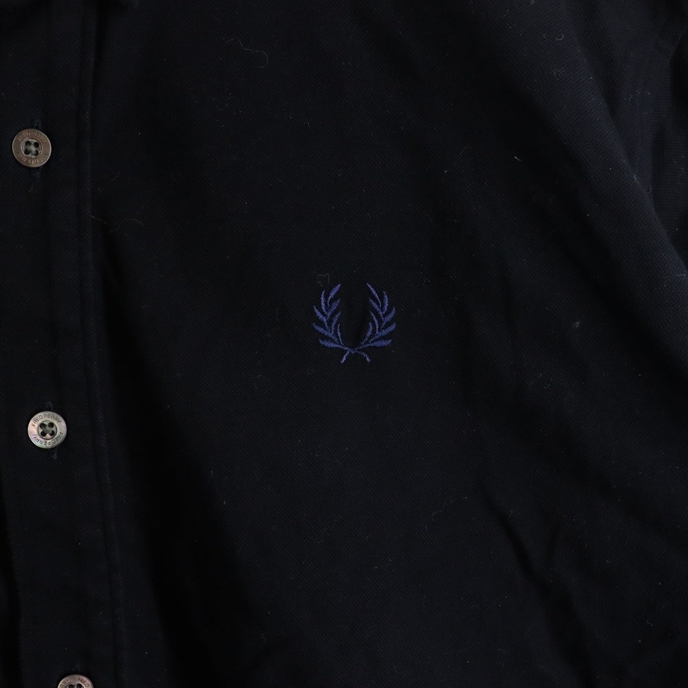 FRED PERRY(フレッドペリー) 中国製 ボタンダウン コットン 半袖シャツ ネイビー FZ4593