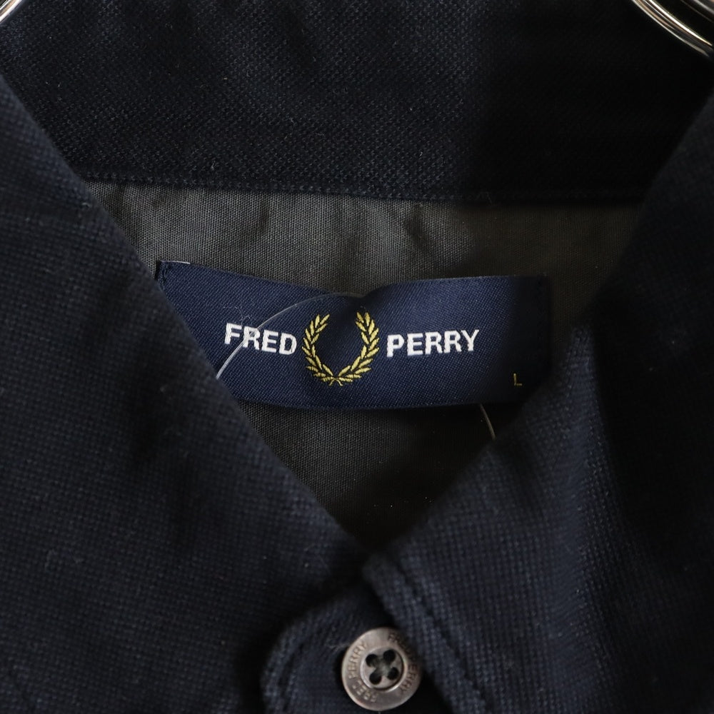 FRED PERRY(フレッドペリー) 中国製 ボタンダウン コットン 半袖シャツ ネイビー FZ4593