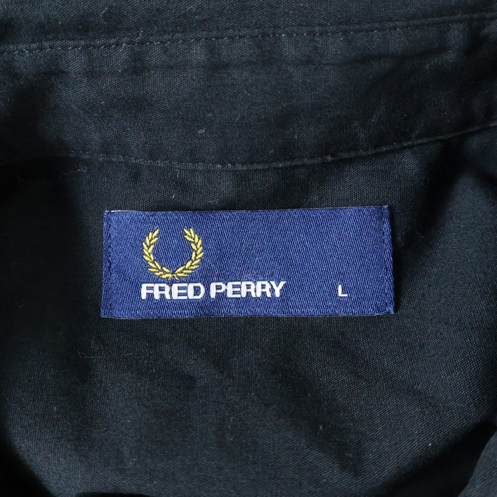 FRED PERRY(フレッドペリー) 日本製 フロントユニオンジャック コットン 長袖シャツ ブラック/グレー F4128
