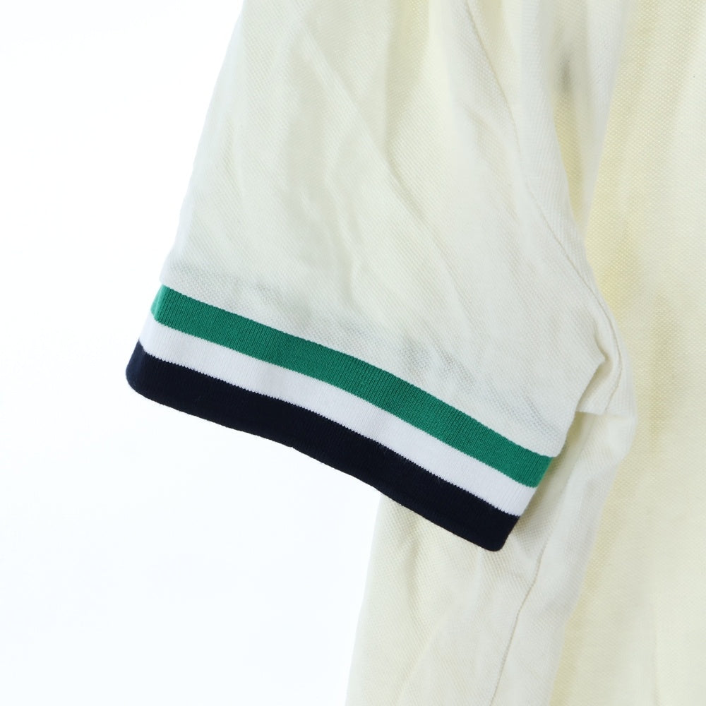 FRED PERRY(フレッドペリー) 中国製 袖裾ボーダー コットン クルーネック 半袖Tシャツ カットソー アイボリー
