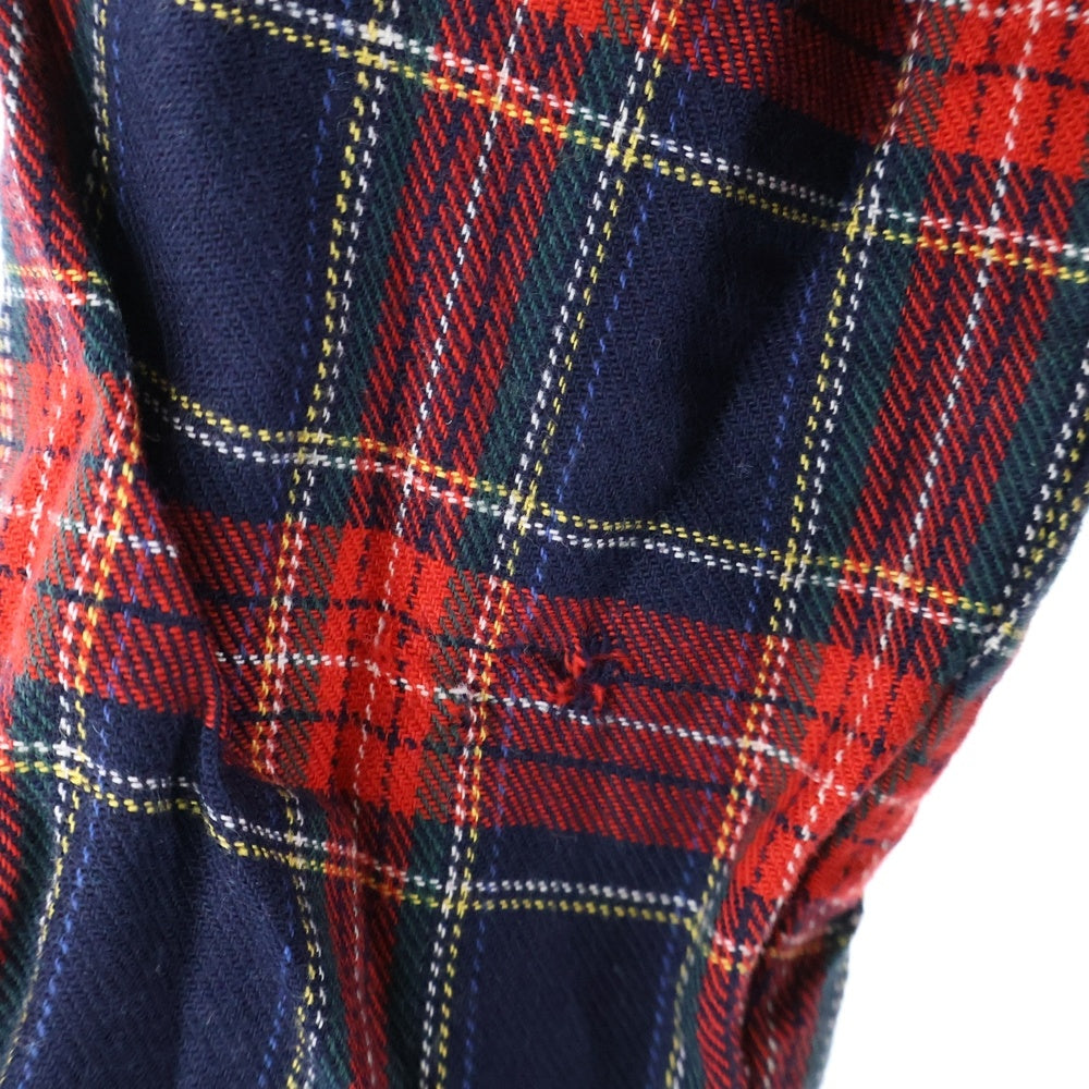 FRED PERRY(フレッドペリー) タータンチェック柄 コットン ハリントンシャツジャケット レッド F2088