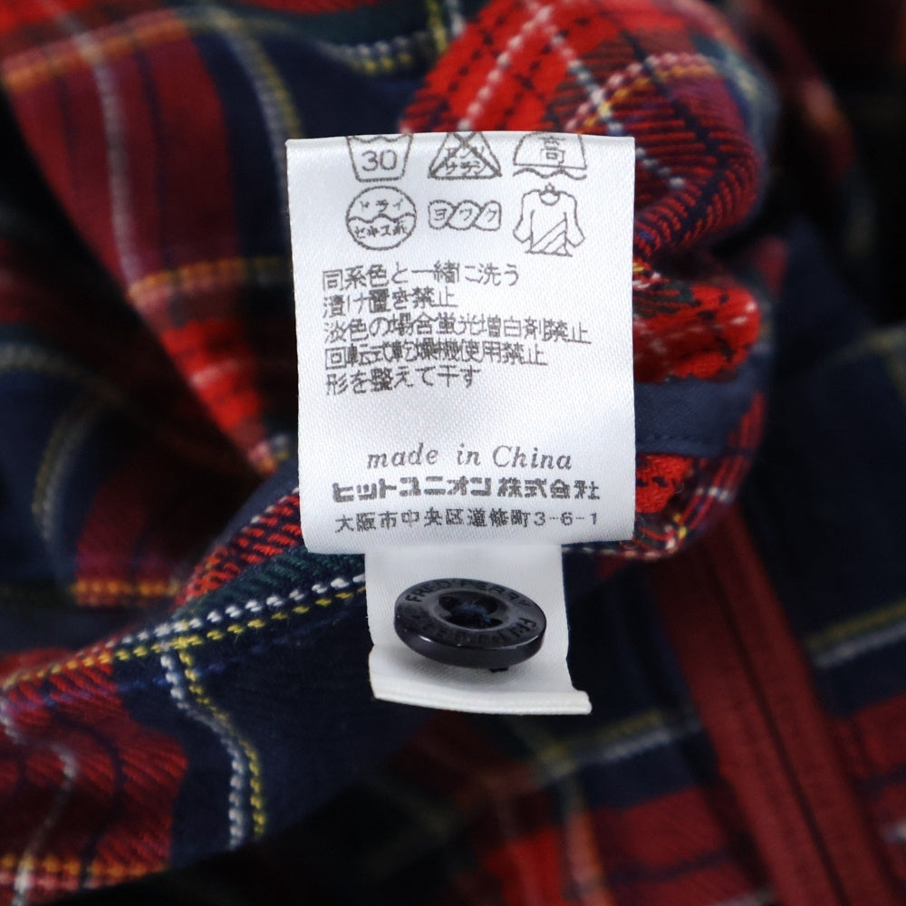 FRED PERRY(フレッドペリー) タータンチェック柄 コットン ハリントンシャツジャケット レッド F2088