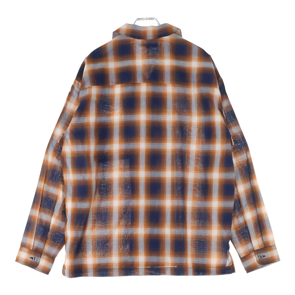 RATTLE TRAP(ラトルトラップ) ルーズシルエット オンブレーチェック 長袖シャツ オレンジ/ネイビー M0553FBC221
