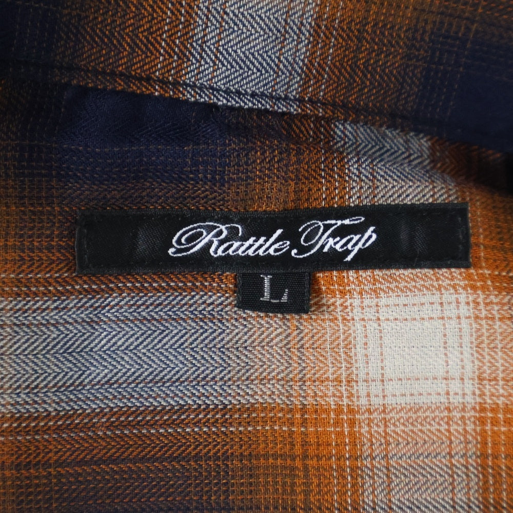 RATTLE TRAP(ラトルトラップ) ルーズシルエット オンブレーチェック 長袖シャツ オレンジ/ネイビー M0553FBC221