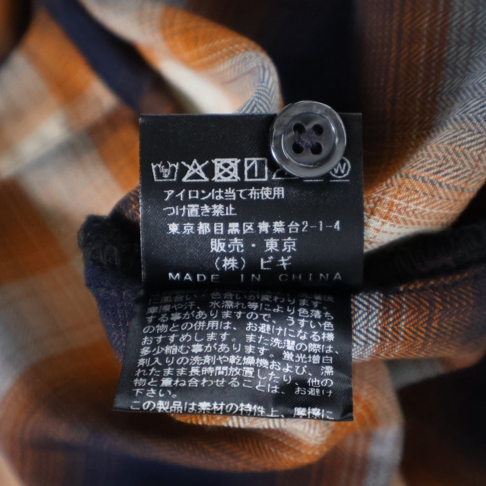 RATTLE TRAP(ラトルトラップ) ルーズシルエット オンブレーチェック 長袖シャツ オレンジ/ネイビー M0553FBC221