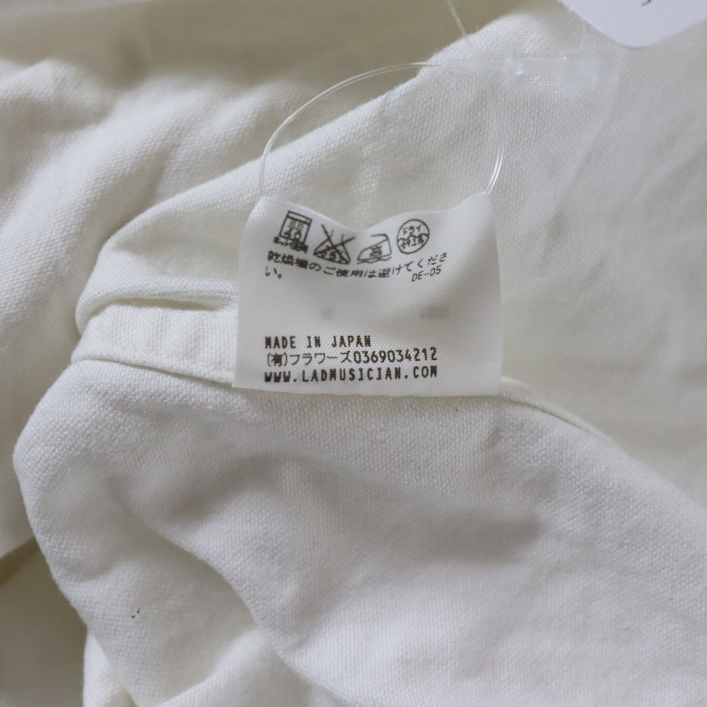 LAD MUSICIAN(ラッドミュージシャン) 変形パターン ハイネック コットン 長袖シャツ ホワイト 2116-124