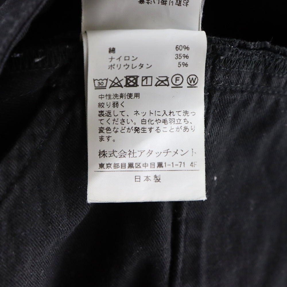KAZUYUKI KUMAGAI ATTACHMENT(カズユキクマガイ アタッチメント) Ny/Co ハイパワーストレッチツイル ジョッパーズスリムパンツ ブラック KP81-007