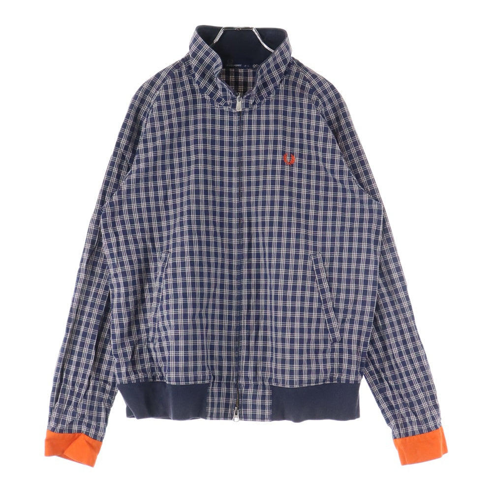 FRED PERRY(フレッドペリー) チェック柄 ハリントン シャツジャケット ネイビー F2340